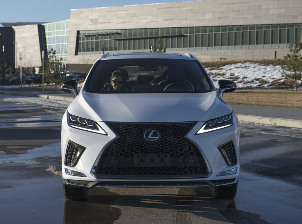 2021 Lexus RX 350 Black Line front head on parked in front of building