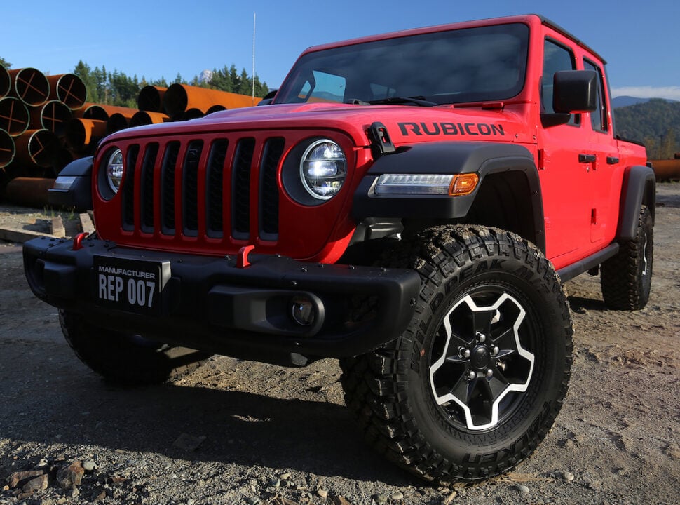 2021 Jeep Gladiator Rubicon front grill and headlights