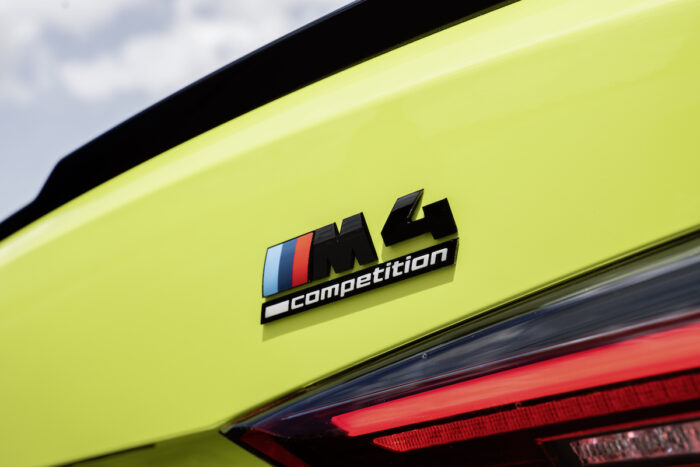 2021 BMW M4 Competition logo on rear trunk lid