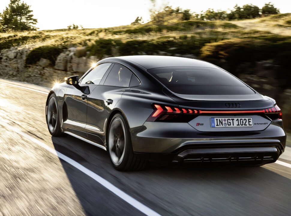 2022 Audi e-tron GT rolling shot rear view