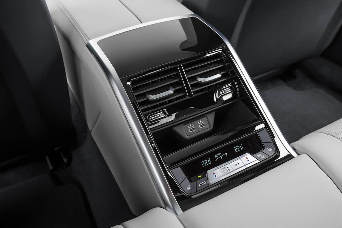 2021 BMW M8 Gran Coupe Competition interior rear controls