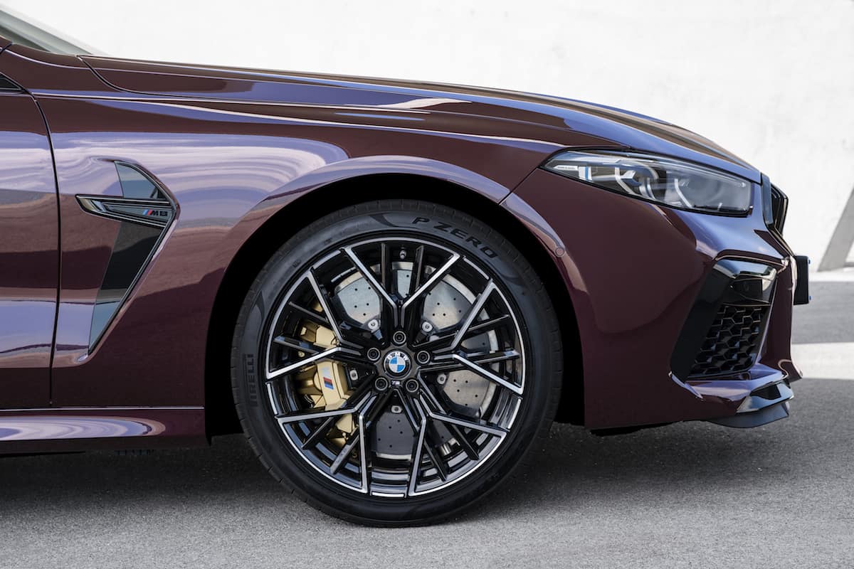 2021 BMW M8 Gran Coupe Competition front wheels and brakes