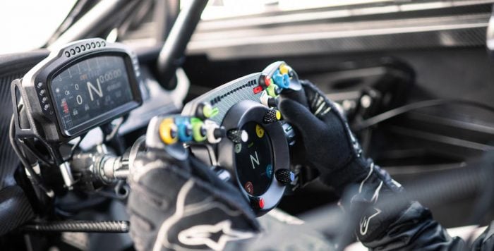 Fanatec Bentley GT3 Steering Wheel in a race car