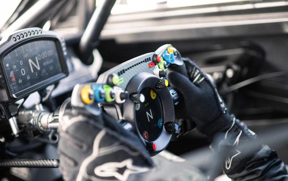 Fanatec Bentley GT3 Steering Wheel in a race car