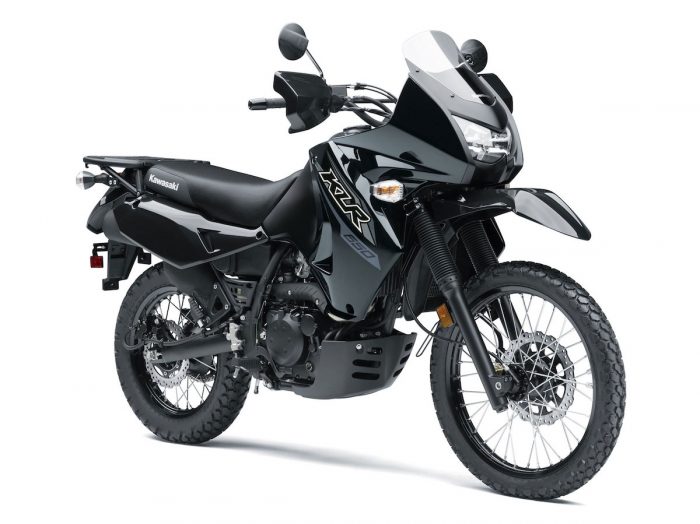 Black 2018 Kawasaki KLR650 front view