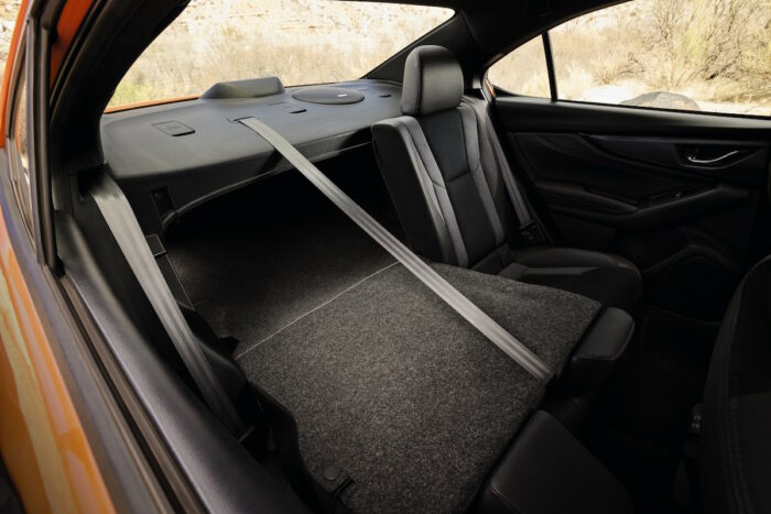 2022 Subaru WRX rear with one seat down