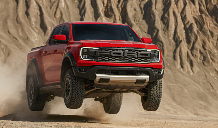 2023 Ford Raptor Ranger from the front in the desert