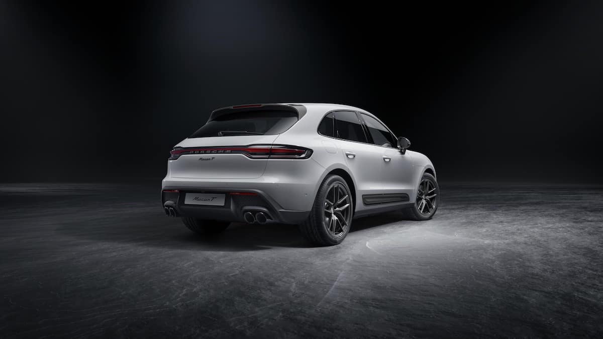 2023 Porsche Macan T rear view in white 