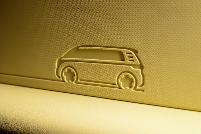 Volkswagen ID. Buzz iconic bus logo embossed interior