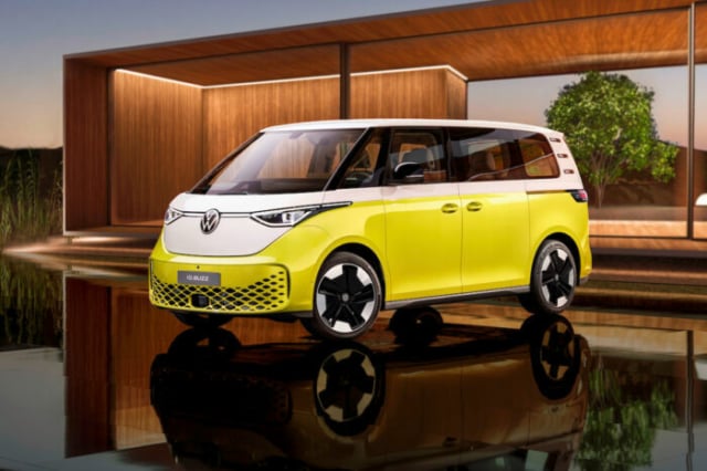 2024 VW ID. Buzz van front view yellow