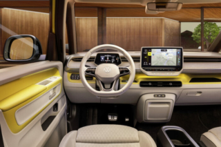 2024 VW ID. Buzz yellow van interior drivers seat with 10 inch display screen