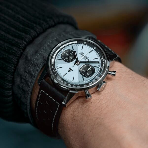 Breitling's 1960's Cafe Racer-Inspired Top Time Triumph top view on man's wrist