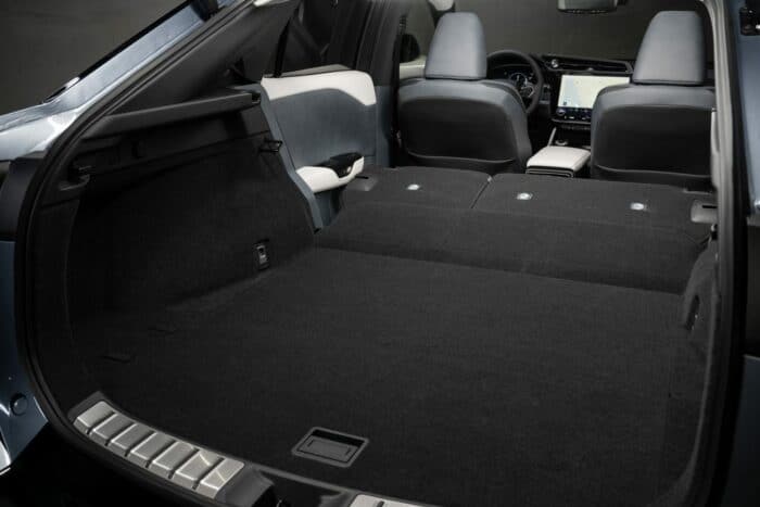 2023_Lexus_RZ_450e_Premium rear trunk with seats down