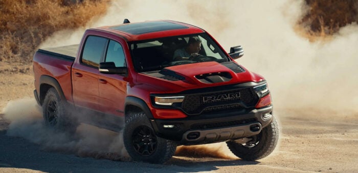 red 2022 Ram TRX off-roading