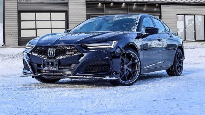 2025 Acura TLX Type S SH-AWD front in snow
