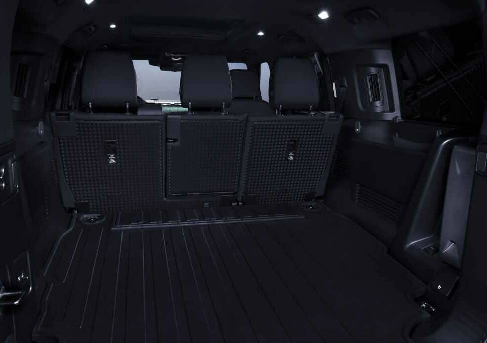 2024 Land Rover Defender 130 Outbound rear trunk space with seats up