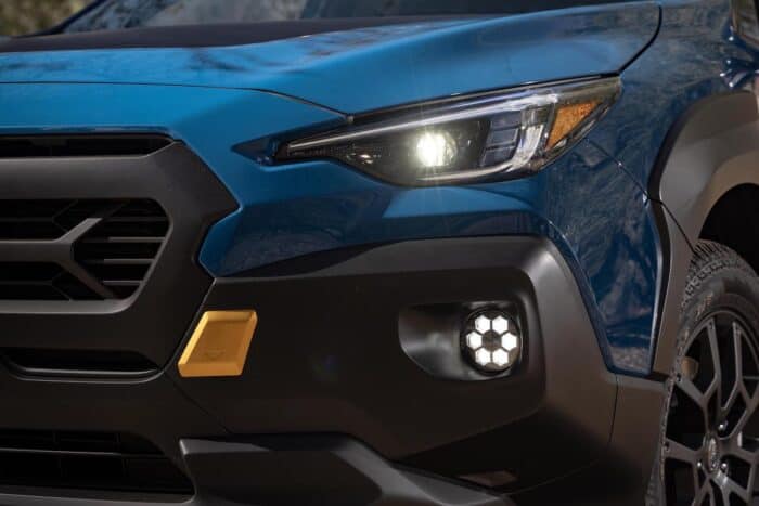 2024 Crosstrek Wilderness front headlight and fog light on grill