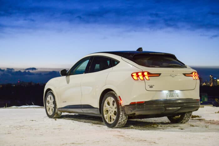 2022 Ford Mustang Mach-E Premium with Ice White Appearance Package rear view