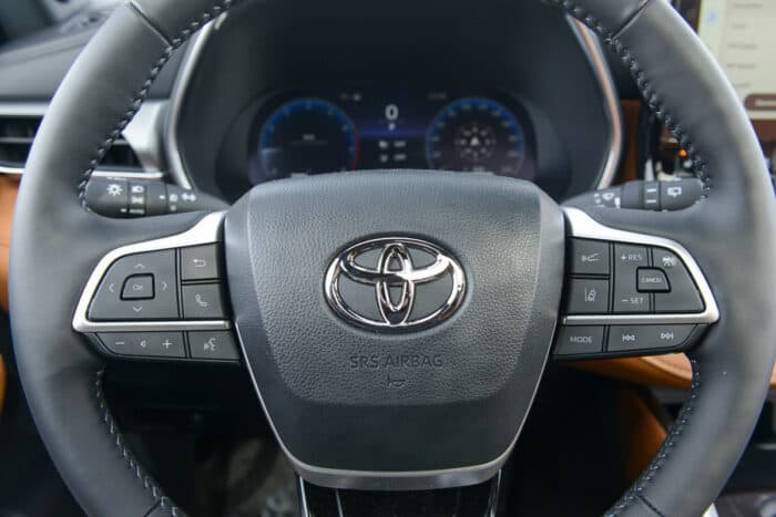 2023 Toyota Highlander Platinum / Limited AWD interior steering wheel close up