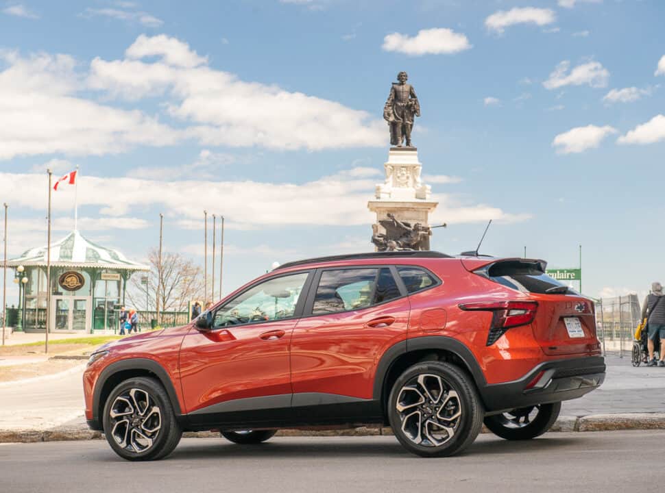 2024 Chevy Trax RS rear view in orange