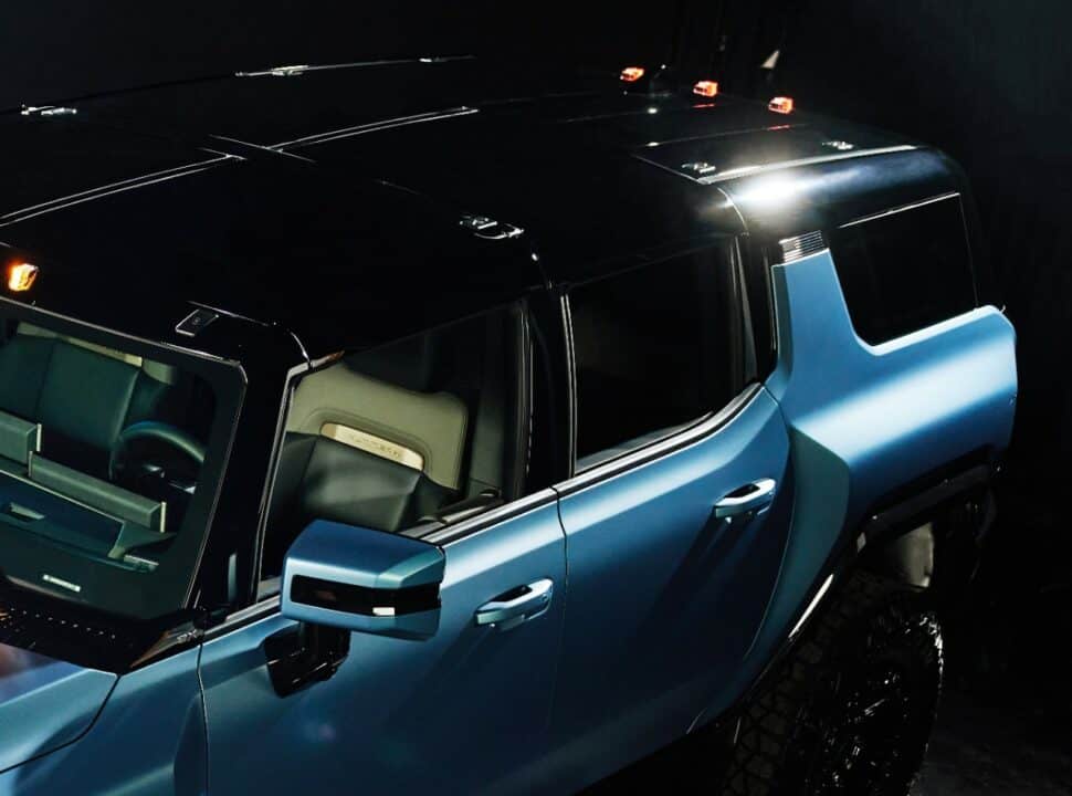 Overhead view of the 2024 GMC HUMMER EV Omega Edition SUV’s Infitinty Roof with Transparent Sky Panels.