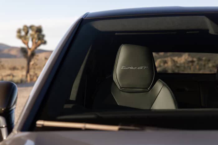 2024 Cayenne Turbo GT logo on front seat headrest