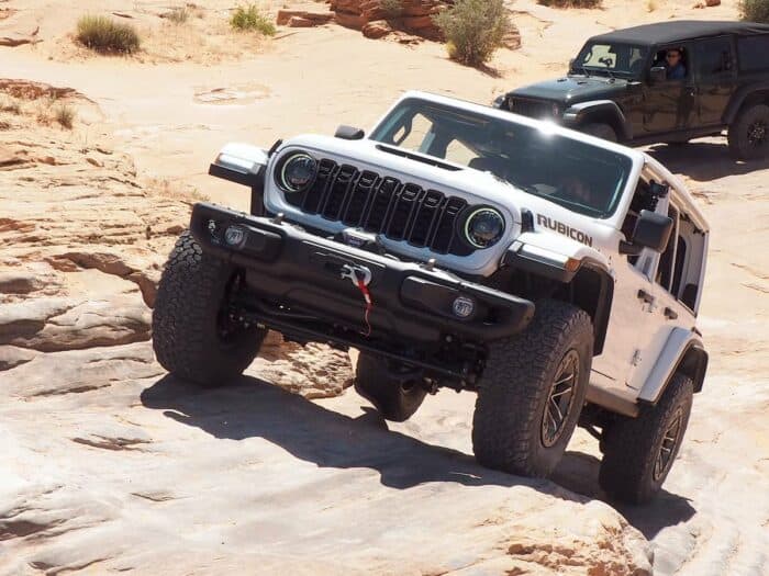 2024 Jeep Wrangler in white off roading in utah