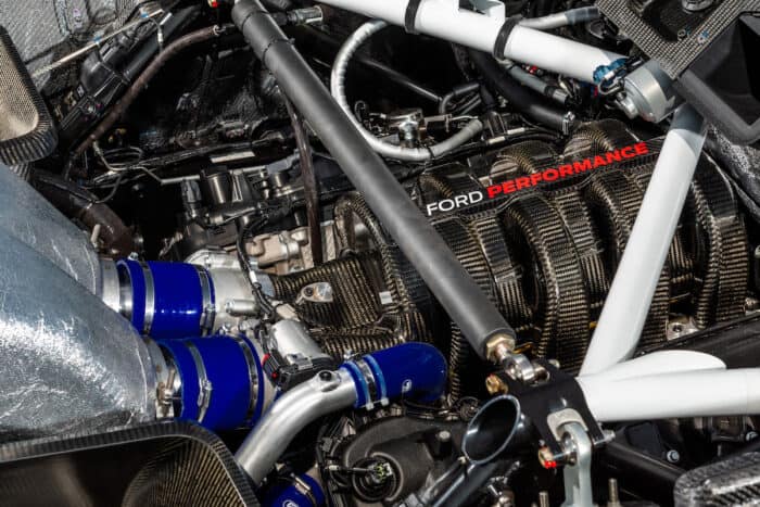 Ford Mustang GT3 race car Coyote V8 engine tuned by Ford Performance