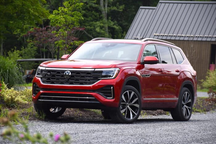 2024 VW Atlas front view in red