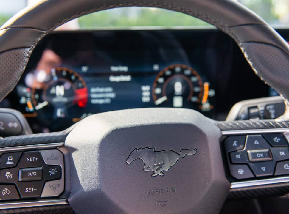 2024 Mustang GT interior steering up close