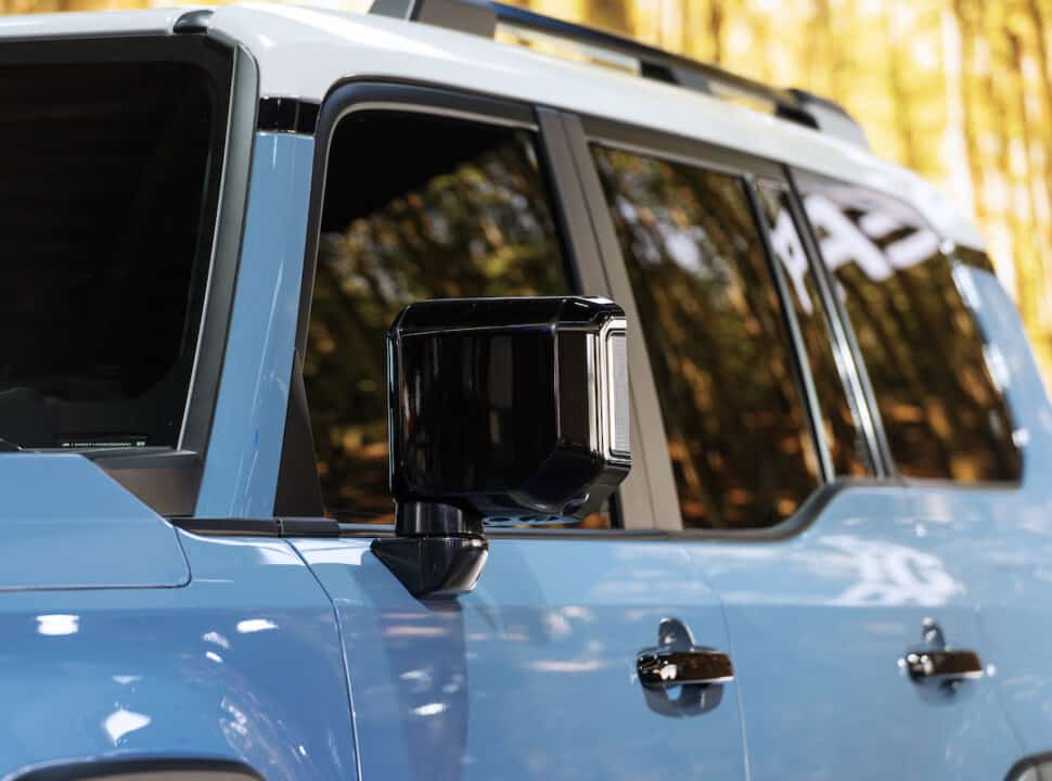 Blue 2024 Land Cruiser side mirror in black