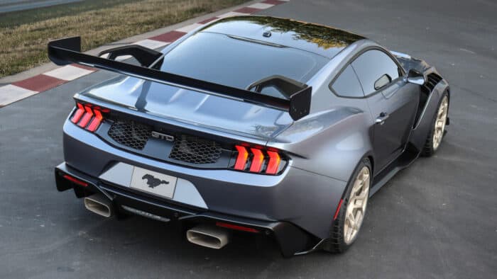 2025 Ford Mustang GTD rear view parked on the track