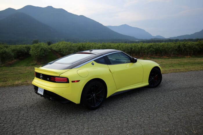 2023 Nissan 400Z Performance rear shot in yellow