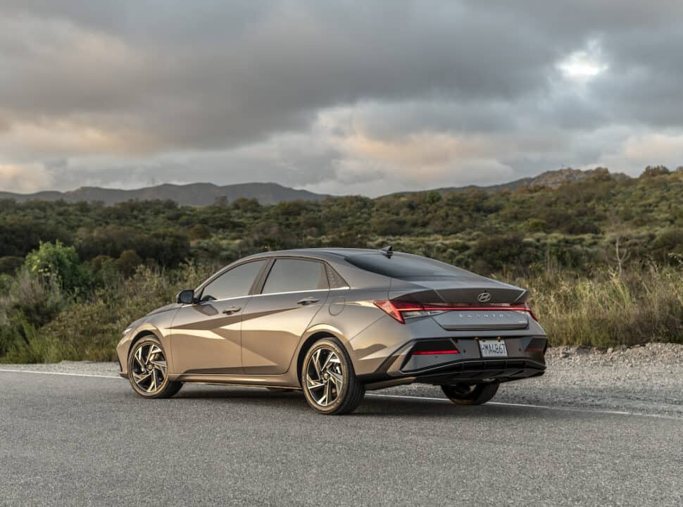 2024 Hyundai Elantra rear view parked on street outside