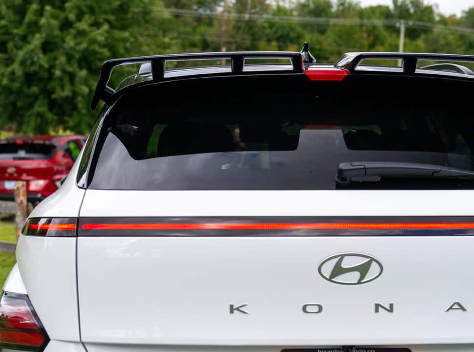 2024 Hyundai Kona N-Line white model rear shot