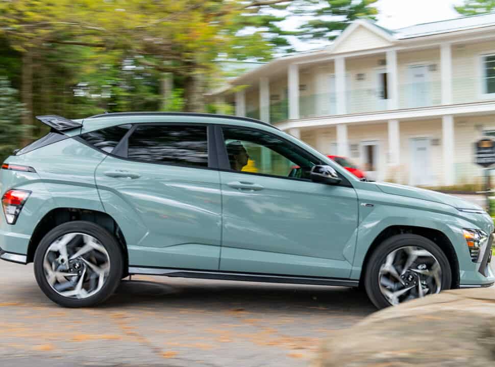 2024 Hyundai Kona N-Line side view driving by