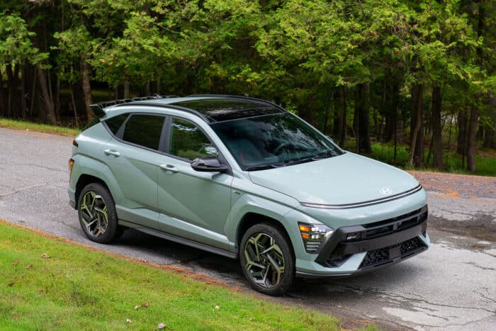 2024 Hyundai Kona N-Line front profile shot parked on street