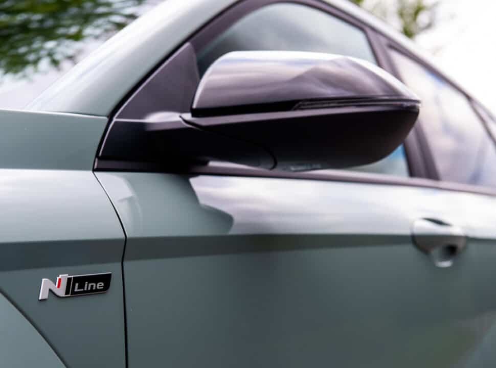 2024 Hyundai Kona N-Line logo and side mirror