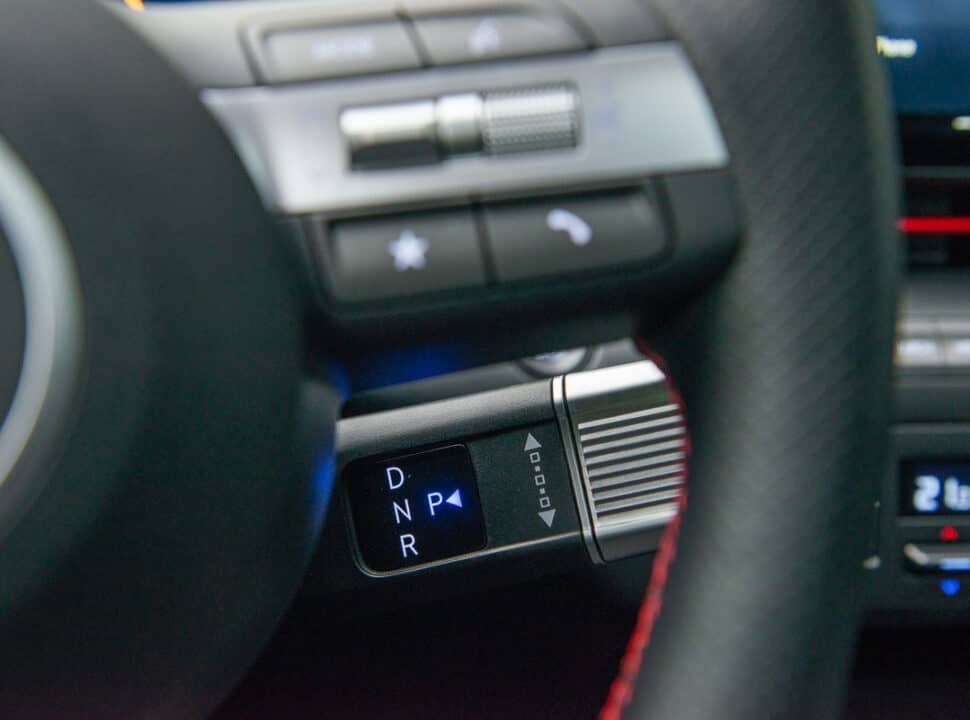 2024 Hyundai Kona N-Line gear shifter inside cabin