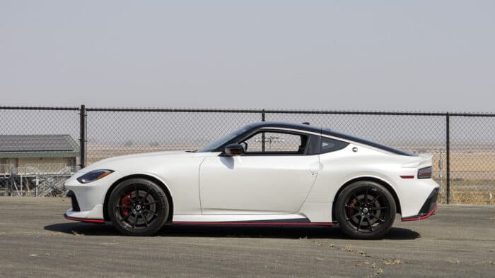 2024 Nissan Z Nismo in white side view at track