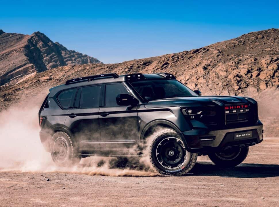 W Motors GHIATH SWAT Edition driving in desert