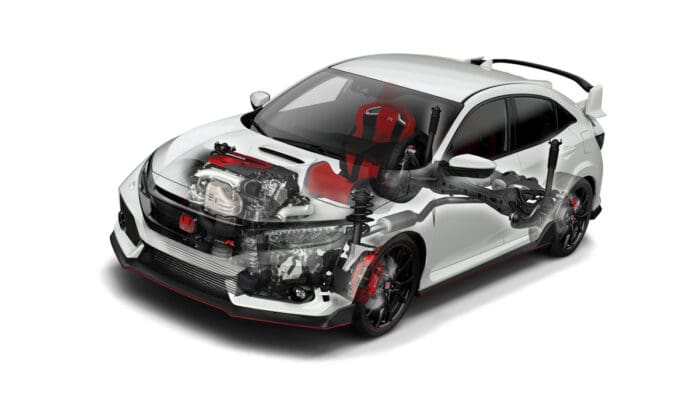 2017 Honda Civic Type R cross section of engine and components