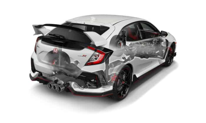 2017 Honda Civic Type R cross section of engine and components