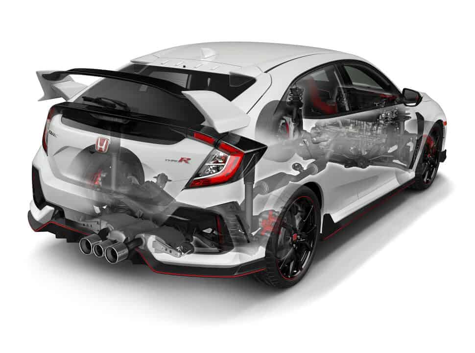 2017 Honda Civic Type R cross section of engine and components