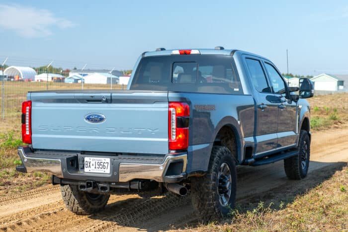 2023 Ford F250 Super Duty Tremor off roading and parked on dirt road