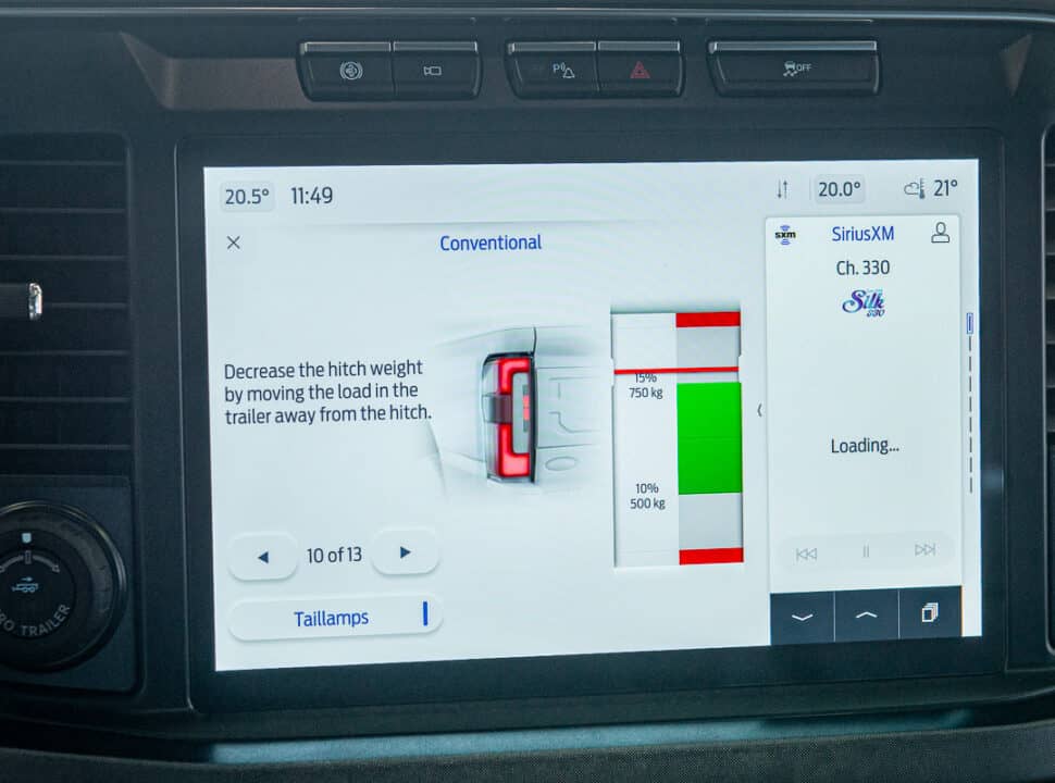 2023 Ford F250 Super Duty using Pro Trailer Hitch Assist with Sync screen inside truck