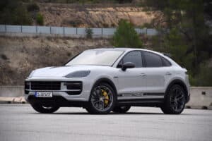 2024 Porsche Cayenne Turbo E Hybrid front view parked on street
