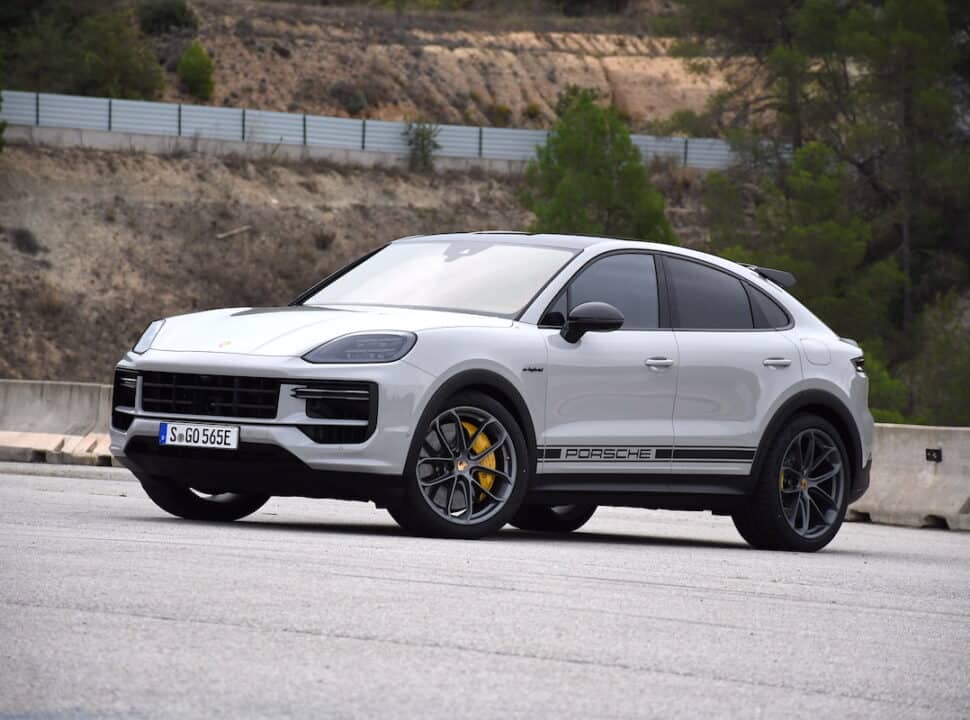 2024 Porsche Cayenne Turbo E Hybrid in white front view parked on road