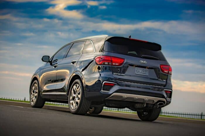 2019 Kia Sorento SXL V6 rear view parked on road