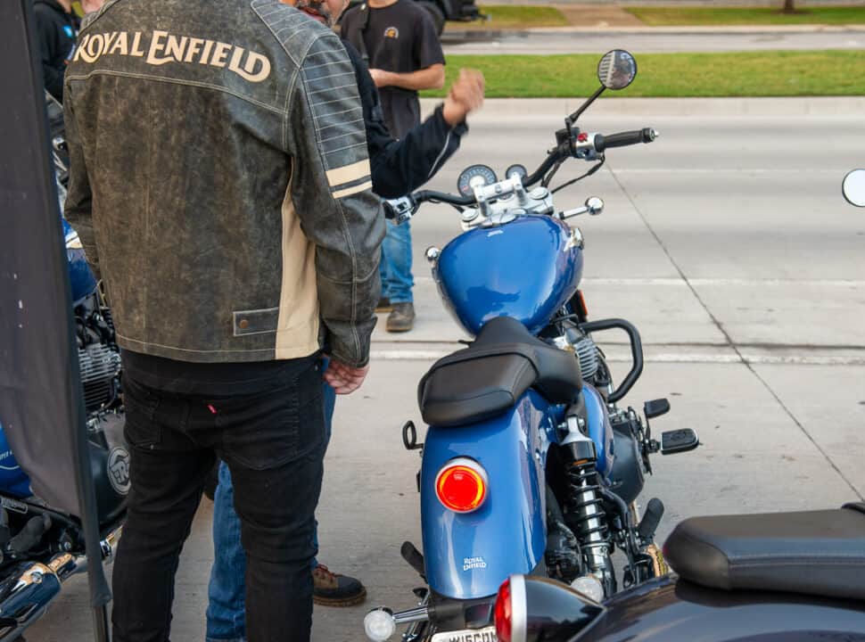 2023 Royal Enfield Super Meteor 650 blue bike rear view